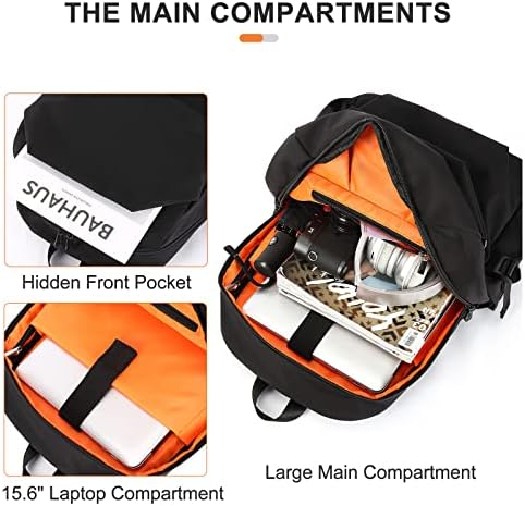 Backpack de laptop pequeno preto de 15,6 polegadas para homens Backpack da faculdade à prova d'água com compartimento de laptop mochila