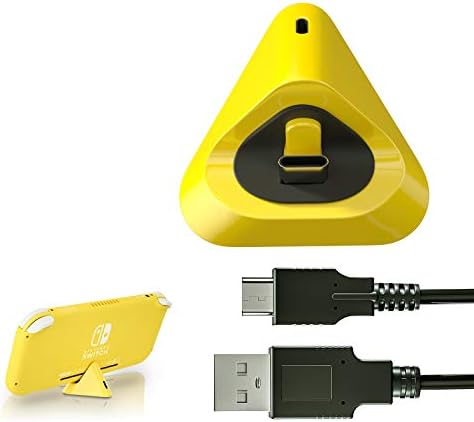 Dock de carregador para Nintendo Switch Lite, suporte de carregamento para Nintendo Switch Lite com porta de entrada Tipo C e USB C de carregamento amarelo-amarelo