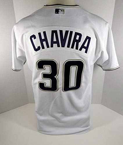 San Diego Padres Chavira 30 Jogo emitiu Jersey Branca - Jerseys MLB usada para MLB
