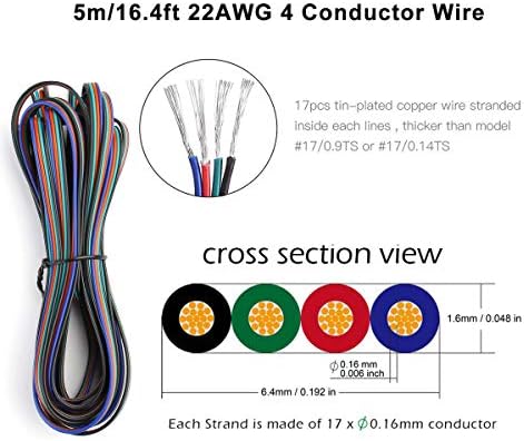 Conectores de faixa LED de 4pin HomeLife 4pin sem soldas 10 PCs com cabo de extensão de 16,4 pés 4 condutor para luz à