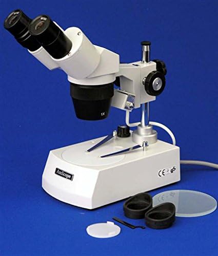 Microscópio estéreo binocular AMSCOPE SE307-P, ampliação de 10x e 30x, objetivos de 1x e 3x, iluminação superior
