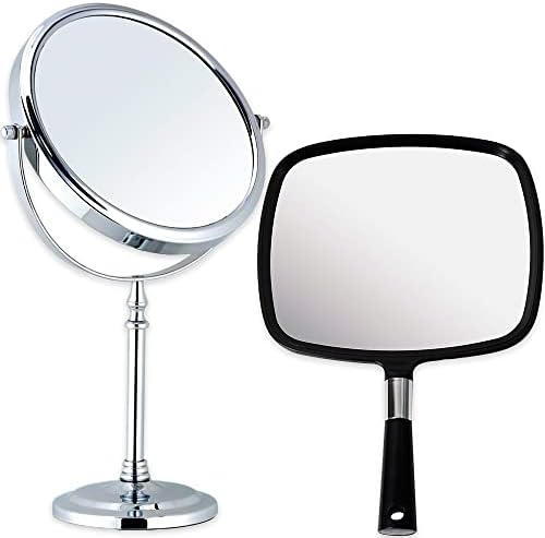 Espelho espelho espelho grande de mão e grande face de dupla face 10x/1x maquiagem espelho de maquiagem