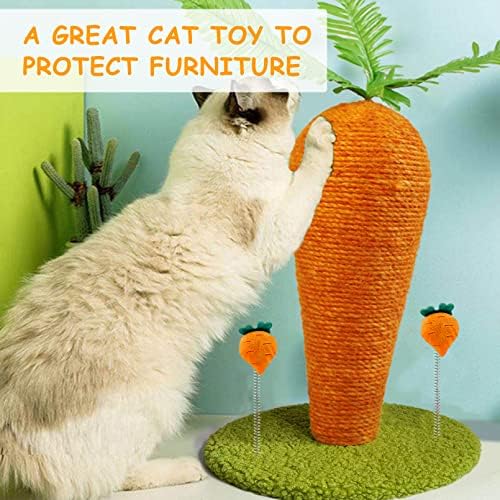 Posto de arranhões de cenoura de cenoura, 17 Cats de corda de sisal naturais Scratcher com garra de brinquedo interativo
