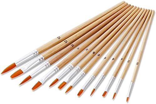 SDGH 12 Pack Wood Artist Blike Brushes Tamanho Diferente de tinta de nylon Conjunto de pintura aquarela Pintura de suprimentos