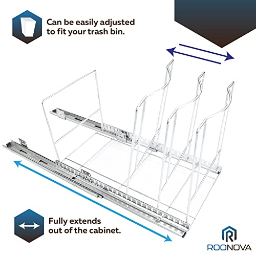 ROONOVA: Pull Bin Rack | Acabamento cromado durável e quadro ajustável | Aço para serviço pesado | Slides sob armário de cozinha