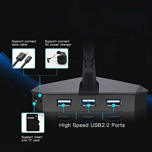 SBSNH LED LED 3 porta bungee hub USB Splitter SD Card Reader Mouse CLAMP USB 2.0 Hub de jogo de dados