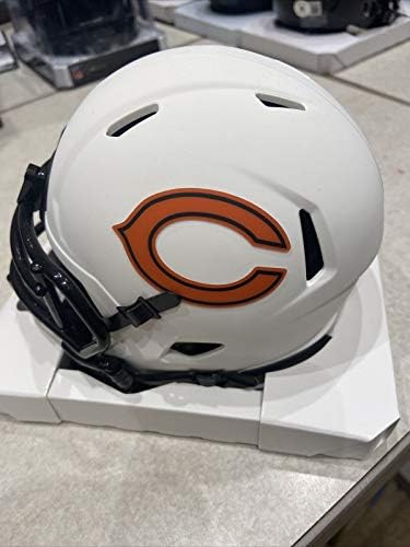 Cole Kmet assinou o mini capacete da NFL Lunar Chicago Bears com Autheticação de Beckett