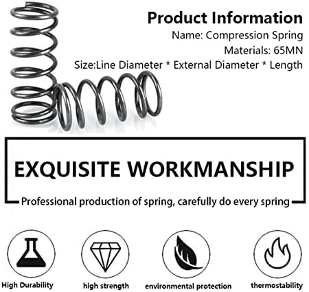 As molas de compressão são adequadas para a maioria dos reparos I Retorno de compressão Retorno de mola de mola Diâmetro da mola de mola de 0,4 mm, diâmetro externo 3-10mm 10pcs