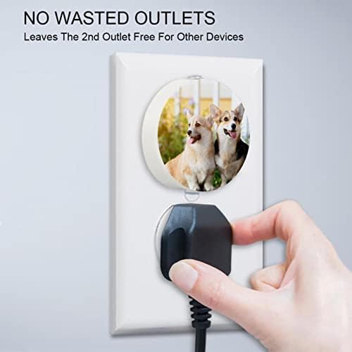 2 Pacote de plug-in Nightlight LED Night Light Corgi Dog Pattern com Dusk-to-Dawn para o quarto de crianças, berçário, cozinha, corredor
