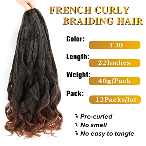 Nayoo francês Braiding Hair 12 Packs 22 polegadas Sortuta de onda solta Cabelo pré -esticado de cabelos renomados de cabelos renomados texturas yaki