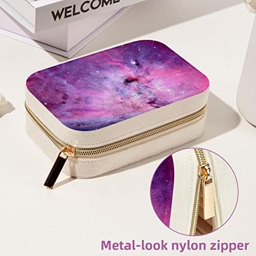 MUOOUM Travel Jewellery Organizer Bag, caixa de armazenamento de jóias para brincos Rings Colar, PROMAGENS DE GALAXIA PURPLE