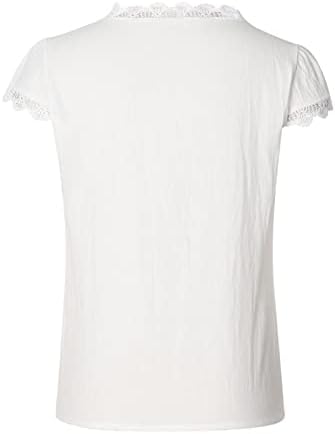 Camisa de algodão de renda para meninas roupas de manga curta de verão Y2K Deep V Neck Blouse Plain Blouse para feminino