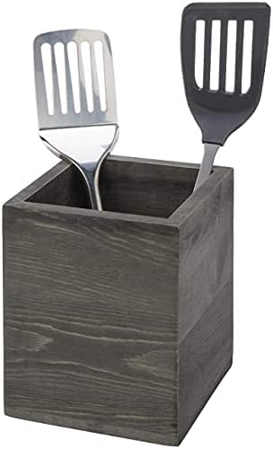 Mygift rústico de utensílios de cozinha de madeira cinza, bancada ferramentas de cozinha e mygift de 3 camadas queimadas bolo de madeira marrom escura/sobremesa riser stands com painéis de tábua de giz