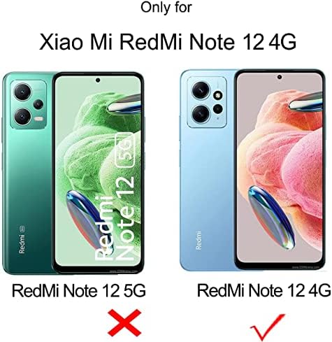 Guizzcg para com Xiao Mi Redmi Nota 12 4G, proteção contra a capa da câmera da lente deslizante, 360 graus Girar Kickstand e 2 filmes temperados, PC rígido para trás e pára-choques Soft TPU, resistente a gota, preto, preto