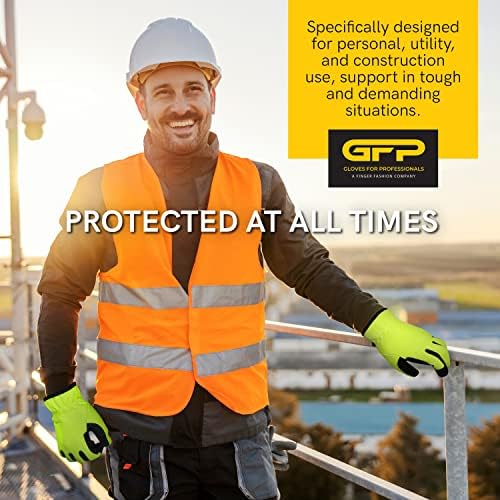Luvas para profissionais 440 Luvas de alta visibilidade - palmeira de couro sintético, luvas de construção - spandex com fio