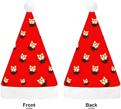 Capfe de café CORGI CHAPA DE NATAL FONDRES Papai Noel Hats Plush Short com punhos brancos para suprimentos de decoração de festa de férias de Natal