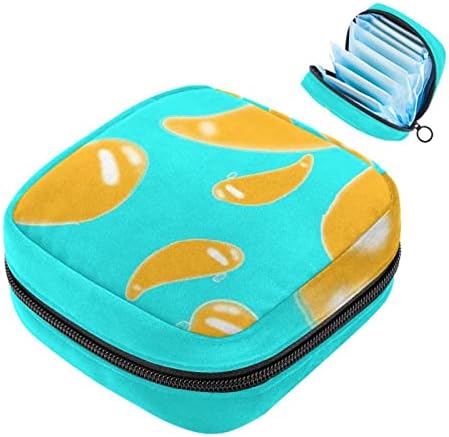 Bolsa de armazenamento de guardanapos sanitários de oryuekan, bolsa menstrual bolsa portátil guardas sanitária portátil sacos de armazenamento Bolsa feminina para meninas para meninas adolescentes, cartoon abstrato arte laranja azul de laranja azul