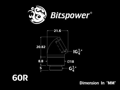 BitsPower G1/4 Masculino a fêmea Ajuste, rotativo de 60 graus, bronze verdadeiro