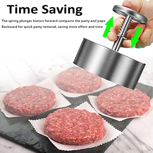 Chengqism Burger Press, Hamburger Patty Maker de hambúrguer de hambúrguer 4,2 Aço inoxidável Hamburger Patty Fazendo moldes rissóis para carne, vegeta