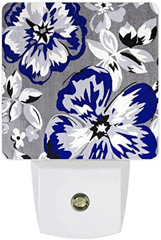 T&H Xhome Night Light for Kids, Blue Grey Flower Floral Textura Led Night Light Plug na parede com sensores de luz Dusk