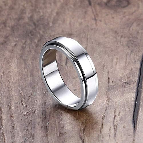 Anéis de girador de aço inoxidável Ring de estilo refinado Ring unissex Cool Simple Banda de casamento Ring de 6 mm