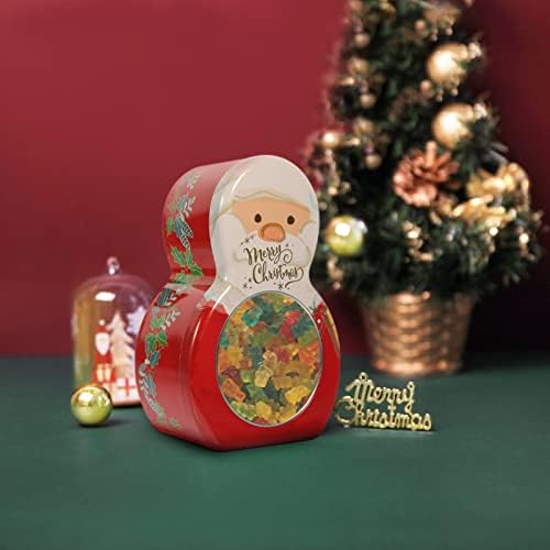 Caixa de doces de fosco de natal de estoque de hemoton com janela 3d Santa Snowman Box Box Christmas Tin Box Box Party