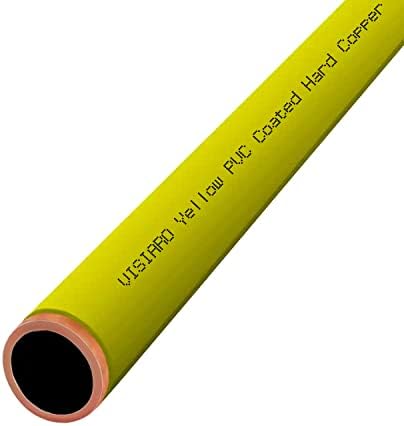 Visiaro amarelo PVC revestido de tubo de cobre, 10 pés, diâmetro externo 12 mm, espessura da parede 22 SWG, revestimento de