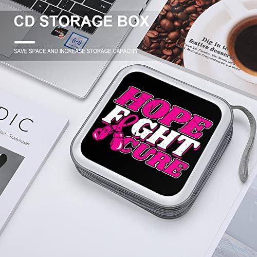 Consciência do câncer de mama Hope Fight Cure Cre Case Case Plástico DVD Carteiro de carteira portátil Bolsa organizadora de armazenamento para viagem em casa