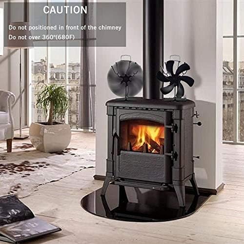 Mifor yyyyshopp Black lareira ventilador 6 lâmina calor fogão alimentado com ventilador de madeira queimador de madeira eco amigável