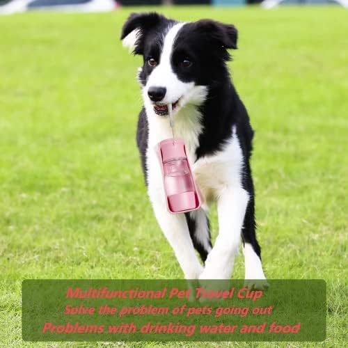 Dispensador de garrafas de água para cães - garrafa de água dobrável portátil com recipiente de alimentos que bebem alimentador para