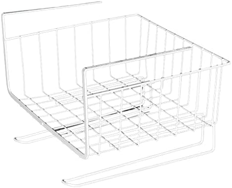 Prateleira de armazenamento Quanjj sob o organizador de cesta de arame de metal, ganchos duplos para mesa de despensa de cozinha