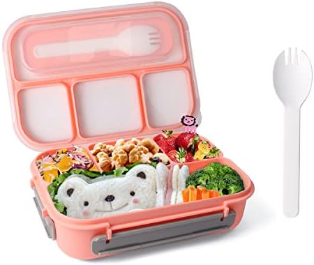Swkien Bento lancheira para crianças, Bento Box Lunch Box com 4 compartimento, recipientes infantis de lancheira, Microwavable Bento Boxes Prova de vazamento para a escola