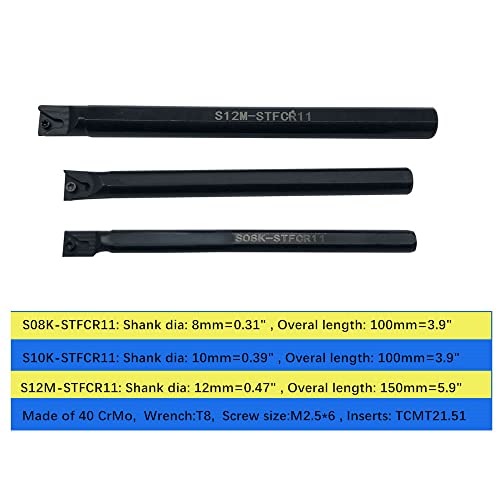 RHFGYY 10PCS TCMT110204 TCMT21.51 + 10PCS DCMT32.51 CARBIDO INSCRIÇÕES DE TRANSPORÇÃO DE TRANSFORMADORES COM 3PCS 95 GRUNTAS Indexível Turnion Tools Ferramentas Direita Mão direita