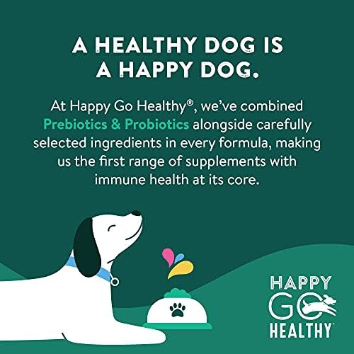 Happy Go saudável Diário de bem -estar + suplementos de pacote de saúde intestinal para cães - benefícios probióticos e