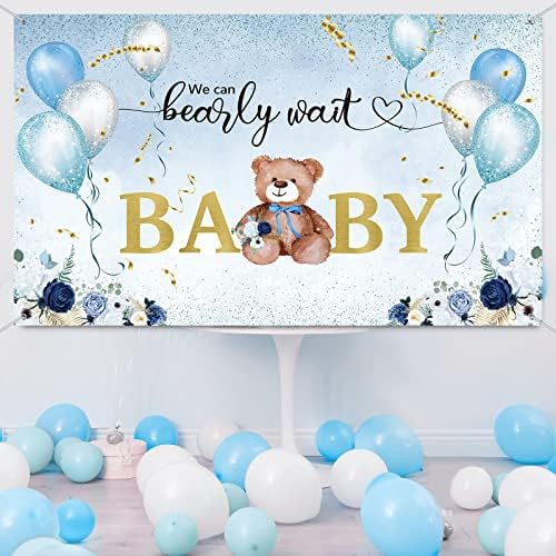 Podemos esperar a decoração do chá de bebê decoração de aquarela Balões azuis azuis de pelúcia de ursinho de pelúcia, decoração de