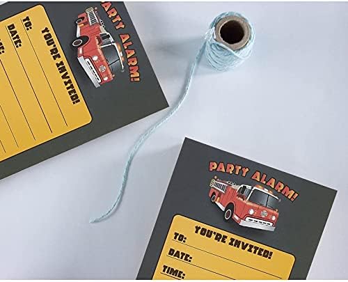 Cartões de convite de caminhão de bombeiros de Juvale - 24 convites de preenchimento com envelopes para crianças festa