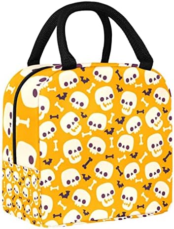 Happy Halloween Skull Pattern Paint Saco de lancheira isolada lancheira Bolsa de piquenique ao ar livre Viagem de alimentos