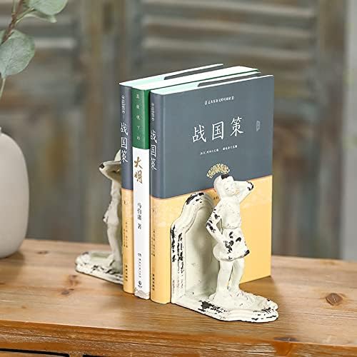 Phaxth Sculpture Books Snducking Decorative, 2 Pack Livro termina, branco angustiado