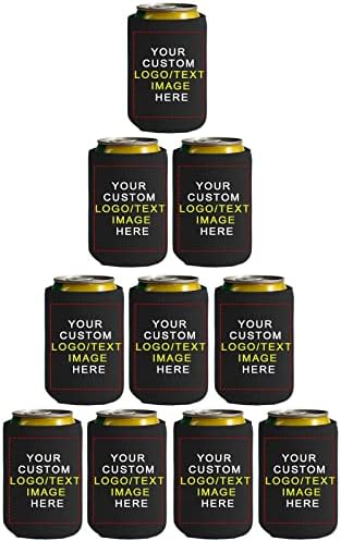 Wonbury Custom Collapsible CAN RECIDADES Imagem de texto do logotipo, pacote de granel personalizado - mantém sua bebida fria, ótima para cerveja, refrigerante e mais bebidas