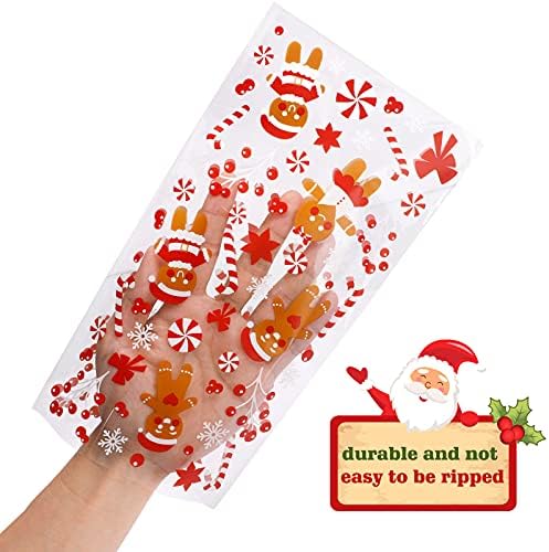 Colorbib 168pcs bolsas de tratamento de doces de Natal Bolsas de celofane, 8 estilos Papai Noel, estatuetas de gengibre