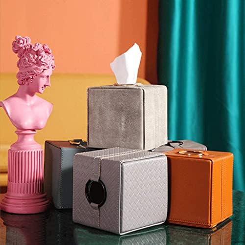 Yiwango Tissue Setors Square Tissue Box, Capa de caixa de lenço de couro simples e leve de luxo, para sala de estar em casa e quarto de mesa de lenços de papel do quarto