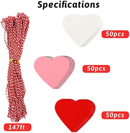 FOIMAS 150pcs em forma de coração tags de presente, papel de coração Kraft Gift Hang Tags com barbante para decoração