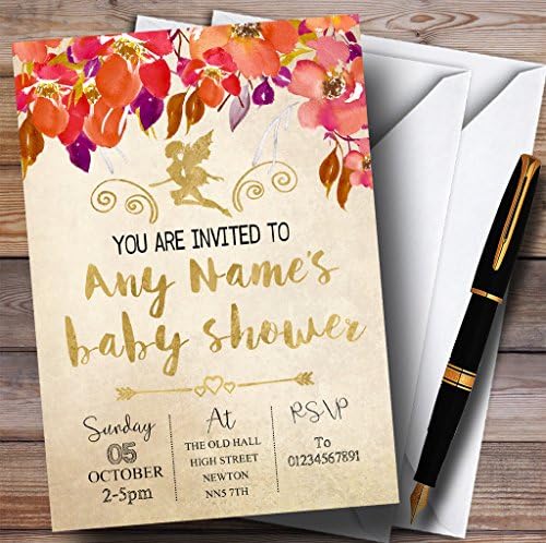 O card zoo outono de ouro convites de fadas de ouro convites para chá de bebê