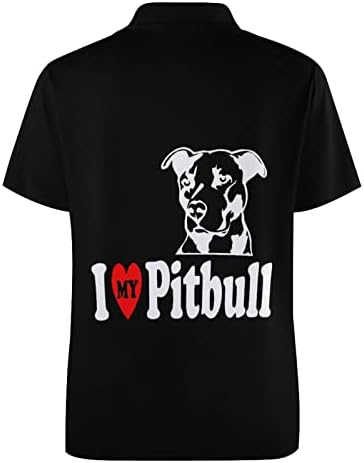 Eu amo meu cachorro pitbull cão masculino de pólo de manga curta de colarinho duplo de colarinho casual camiseta de camiseta
