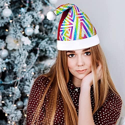 Rainbow Spiral Pattern Liginas Chapéus de Natal Chapéu de Xmas de Santa para Adultos Fantas de Festa Merry Xmas Bennie Cap