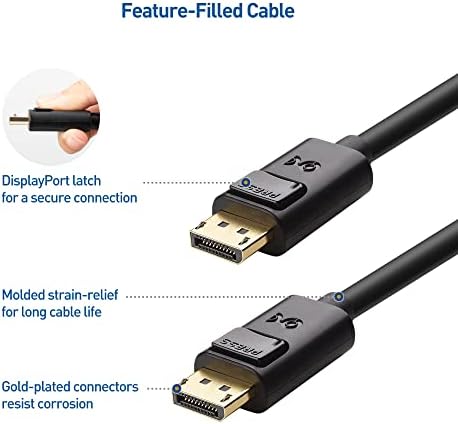 Cable Matters [VESA certificado] Cabo de exibição de 3 ft 1.4, suporte 8k 60Hz, 4K 144Hz com FreeSync, G-Sync e HDR para Monitor