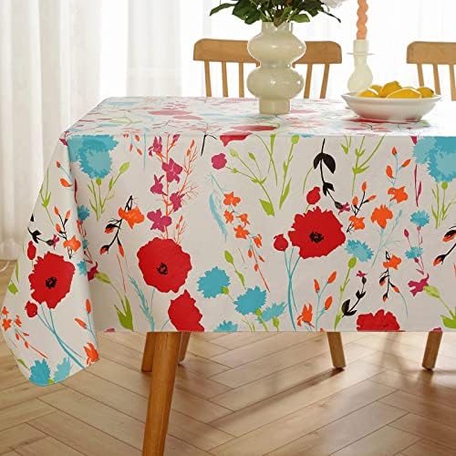 Toalhas de mesa florais de primavera Sastybale, capas de mesa resistentes a manchas à prova d'água para decoração de Páscoa, piquenique de primavera de verão, jantar, férias, dia das mães, suprimentos e decorações para festas de chá