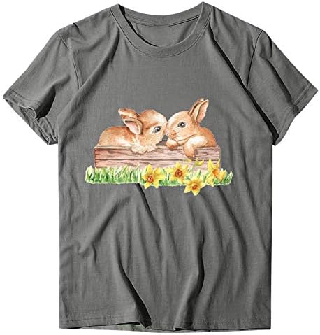 Camisas de Páscoa de Bunny de Shan-S para Mulher Camista Graphic Camise de Rabbit de Páscoa Forte