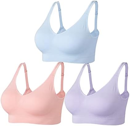 Amazingjoys Bras sem fio para Women Wirefree Free Freeless Bras, sem arrue Bras Comfort com almofadas removíveis 3 pacote