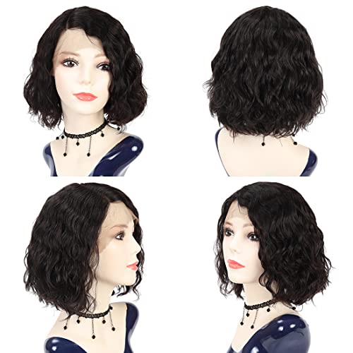 Blissource curta perucas de cabelo humano curto para mulheres negras onda onda de cabelos humanos l Parte de renda perucas frontais